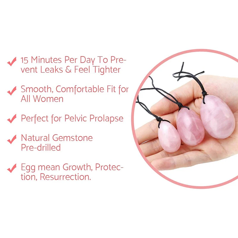 3/4pcs Yoni Egg Set Natural Jade Drilled Eggs Rose Quartz Massage Ball For Women Kegel Exercise Pelvic Floor Muscle Health Care