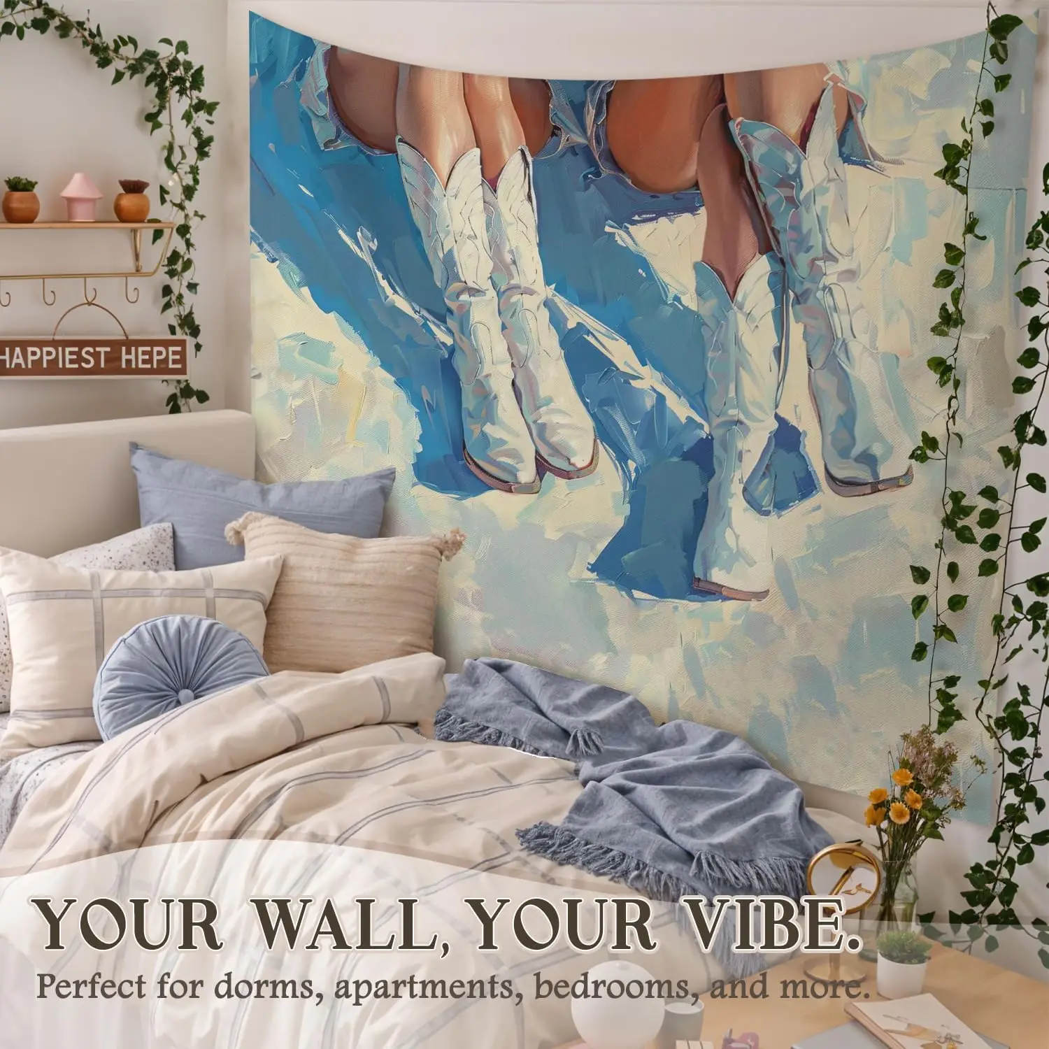 Oversized Boho Aesthetic Tapestry Wall Hanging Abstract Watercolor Style Legs Boots Art Print Modern Bedroom Living Room Home De