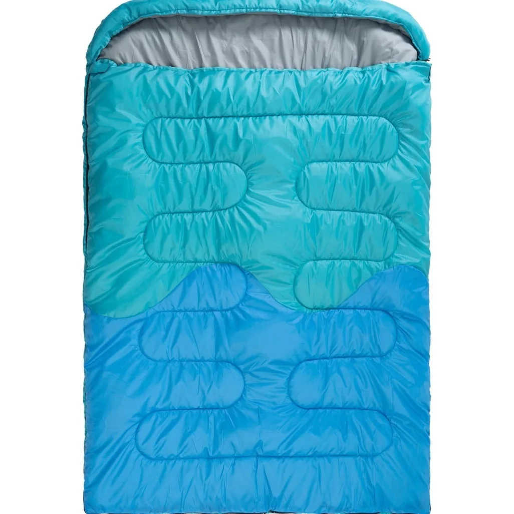 

！@Warm Envelope Hooded Sleeping Bag Double Width Three Season Waterproof Camping Couple Sleeping Bag Suitable for Family