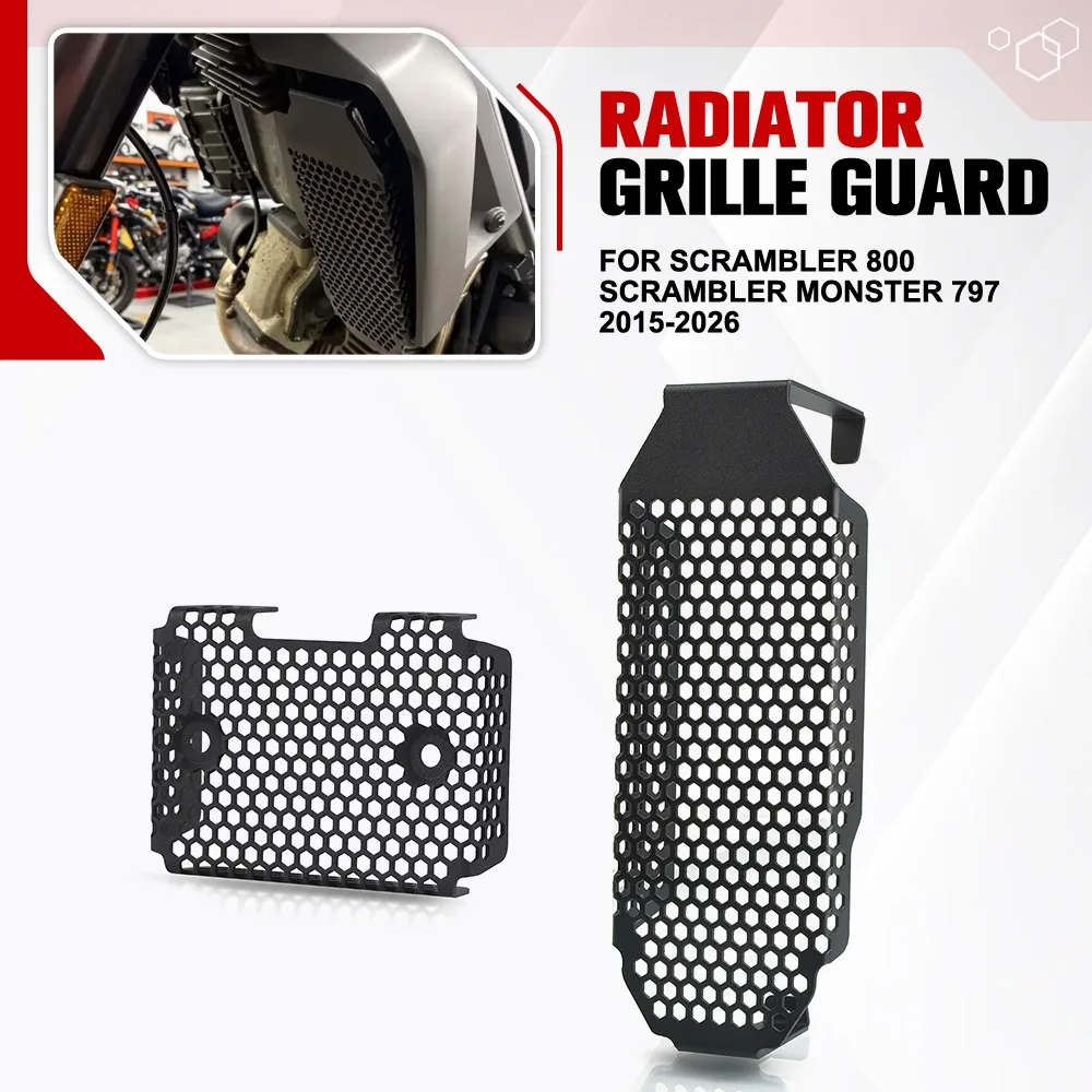 For Ducati Scrambler 800 SCRAMBLER Monster 797 2015-2026 Motorcycle Oil Cooler Radiator Guard Rectifier Cover Grille Protector