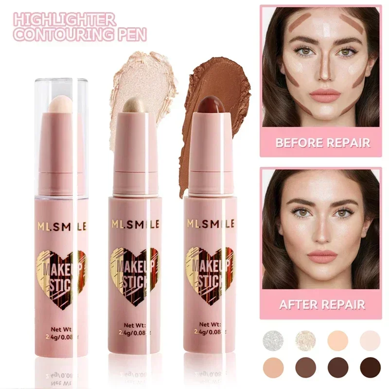 Contour Stick Highlight and Shadow Cream Waterproof Full Coverage Concealer Natural Finish Makeup for All Skin Makeup Contour