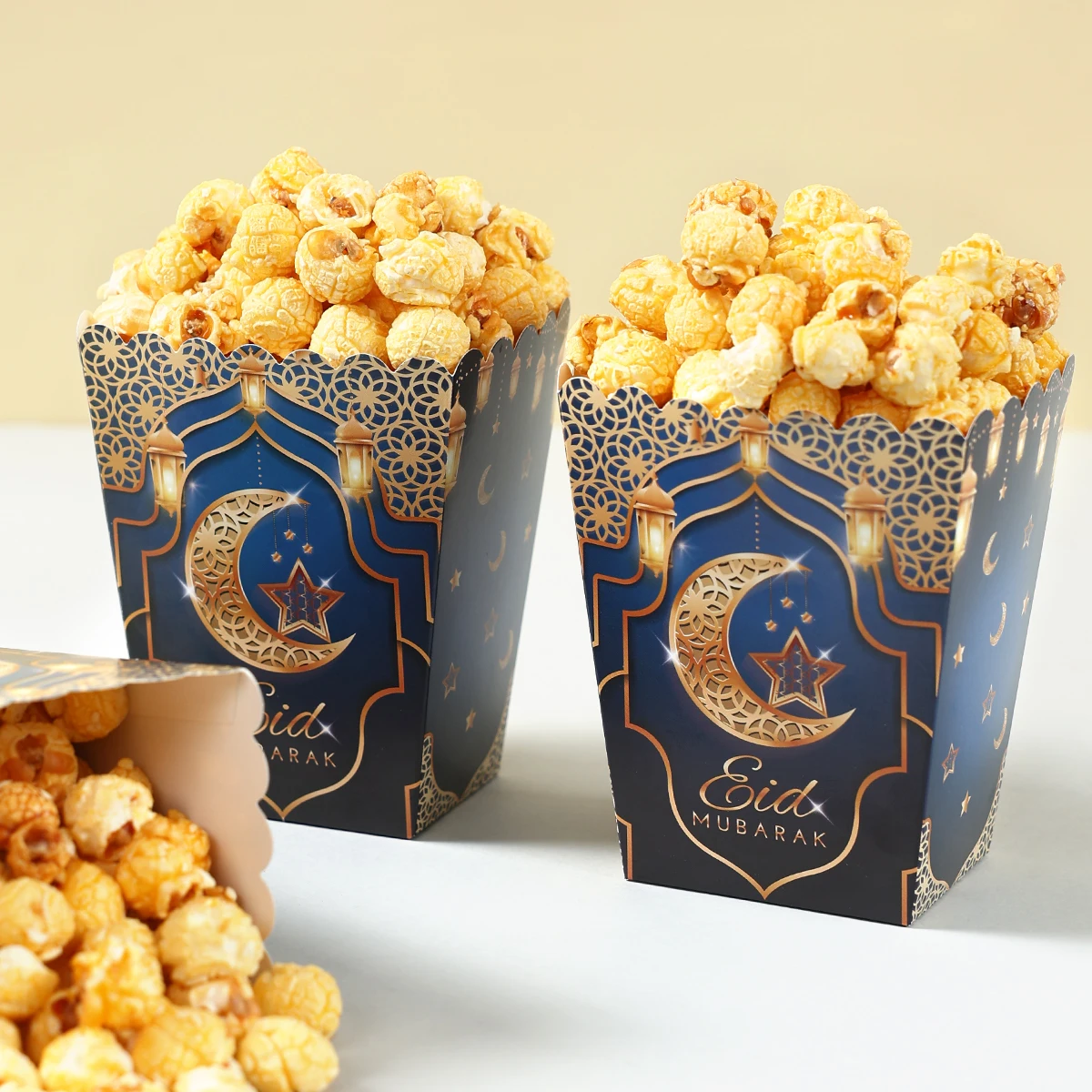 EID Mubarak Popcorn Box Biscuit Gift Box Ramadan Decoration 2026 For Home EID Mubarak Islamic Muslim Party Decor Eid al-Fitr