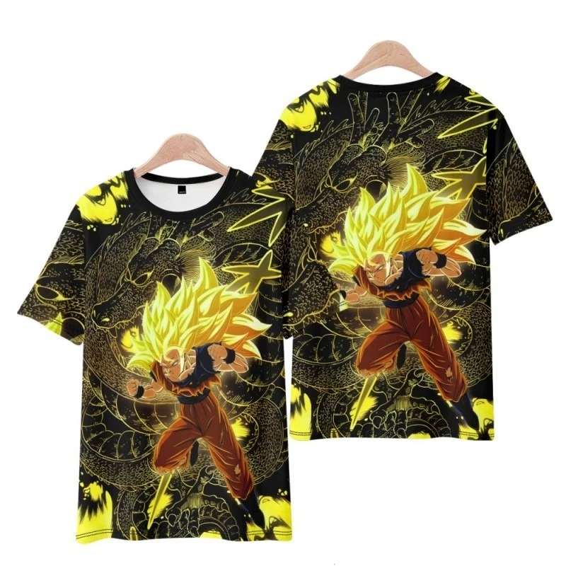 Kaus Dragon Ball Populer Kaus Lengan Pendek Cepat Kering Musim Panas Kaus Cetak 3D Anime Fashion Pria Kaus Kasual Jalanan
