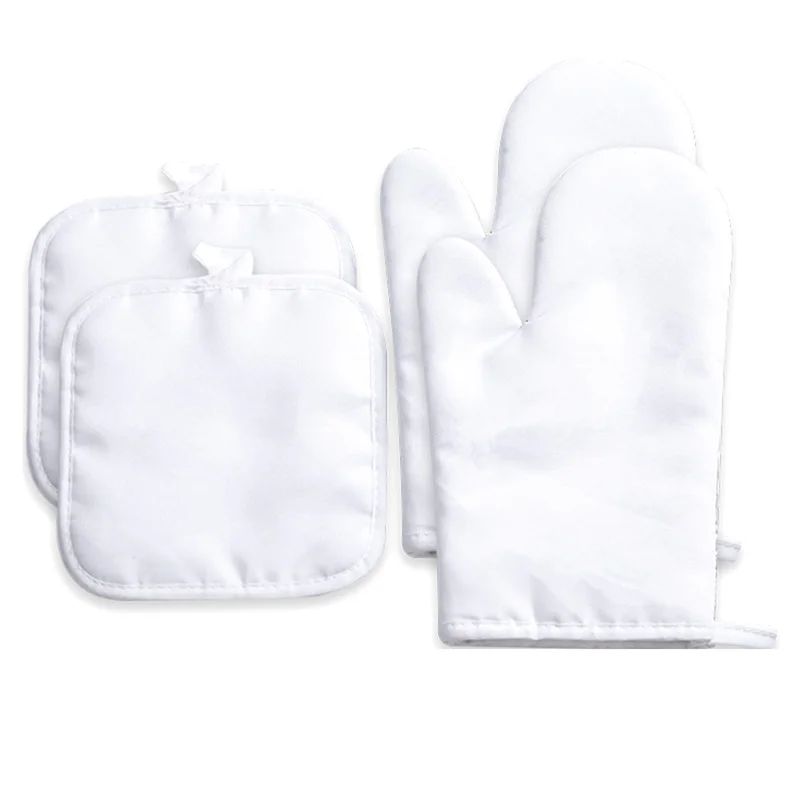 Sublimation Blank Oven Mitts Set Gloves and Sublimation Blank Pot Pad for DIY Kitchen Dining Room Accessories 4Pcs