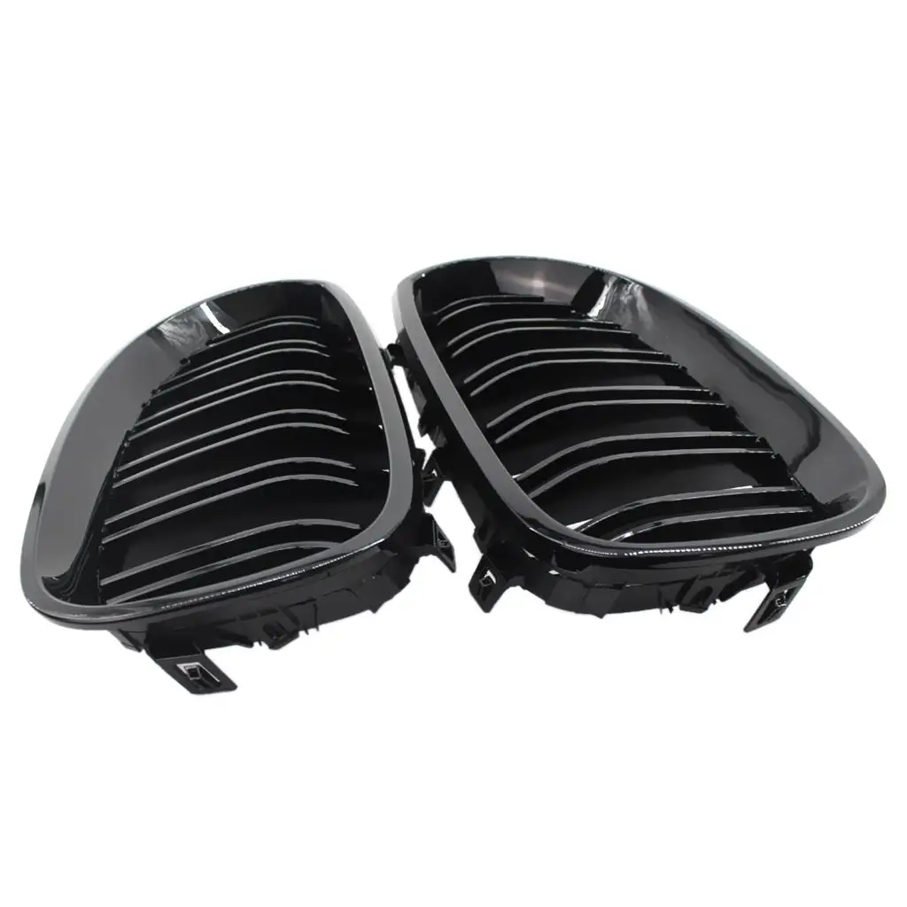 Glossy Black Front Grille Grill Headlight Eyelids for BMW E60 E61 5 Series