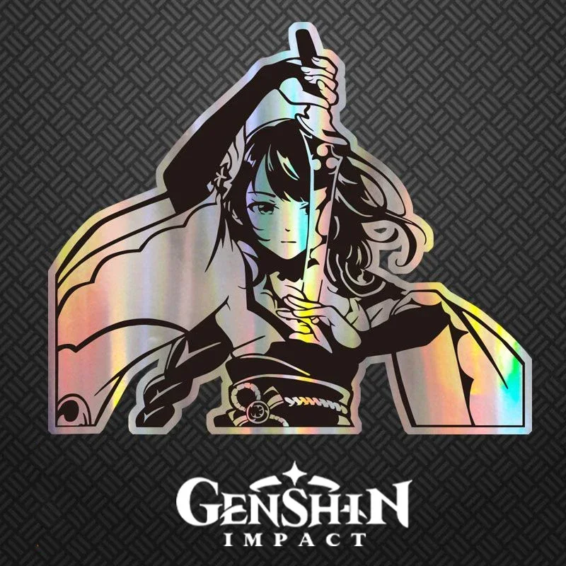 

18/30 см Genshin Impact Beelzebul Raiden Shogun Ei Эротичная игра для девочек Светоотражающие лазерные наклейки игрушки школьные принадлежности