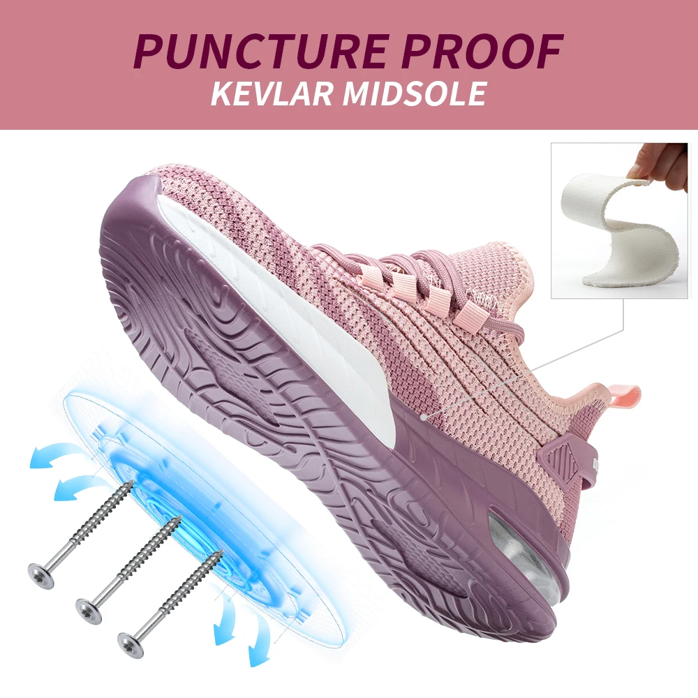 New Women Safety Shoes Anti-smash Anti-puncture Work Shoes Breathable Lightweight Work Sneakers Indestructible Women Shoes Boots