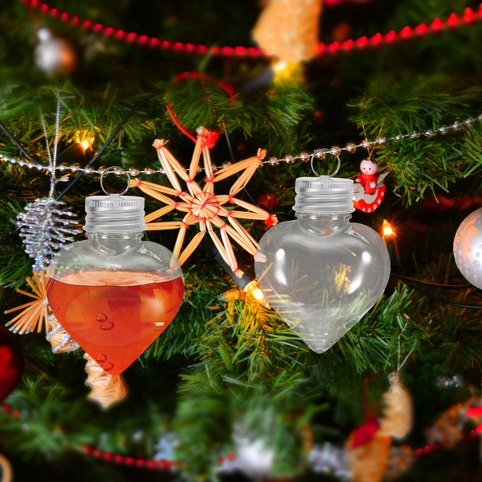 

10 Pcs Decorative Bottle 50ml Star Shaped Silver Cap Xmas Candy Jar Empty Plastic Bottles Portable Storage Vials DIY Containers