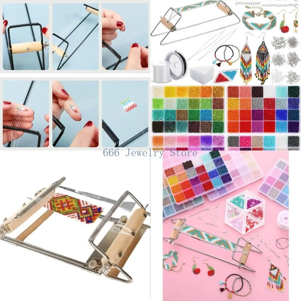 

F2TD Beading Loom Jewelry Making Tool Bead Weaving Kit Lightweight Knitting Machine for Creating Bracelets and Necklaces