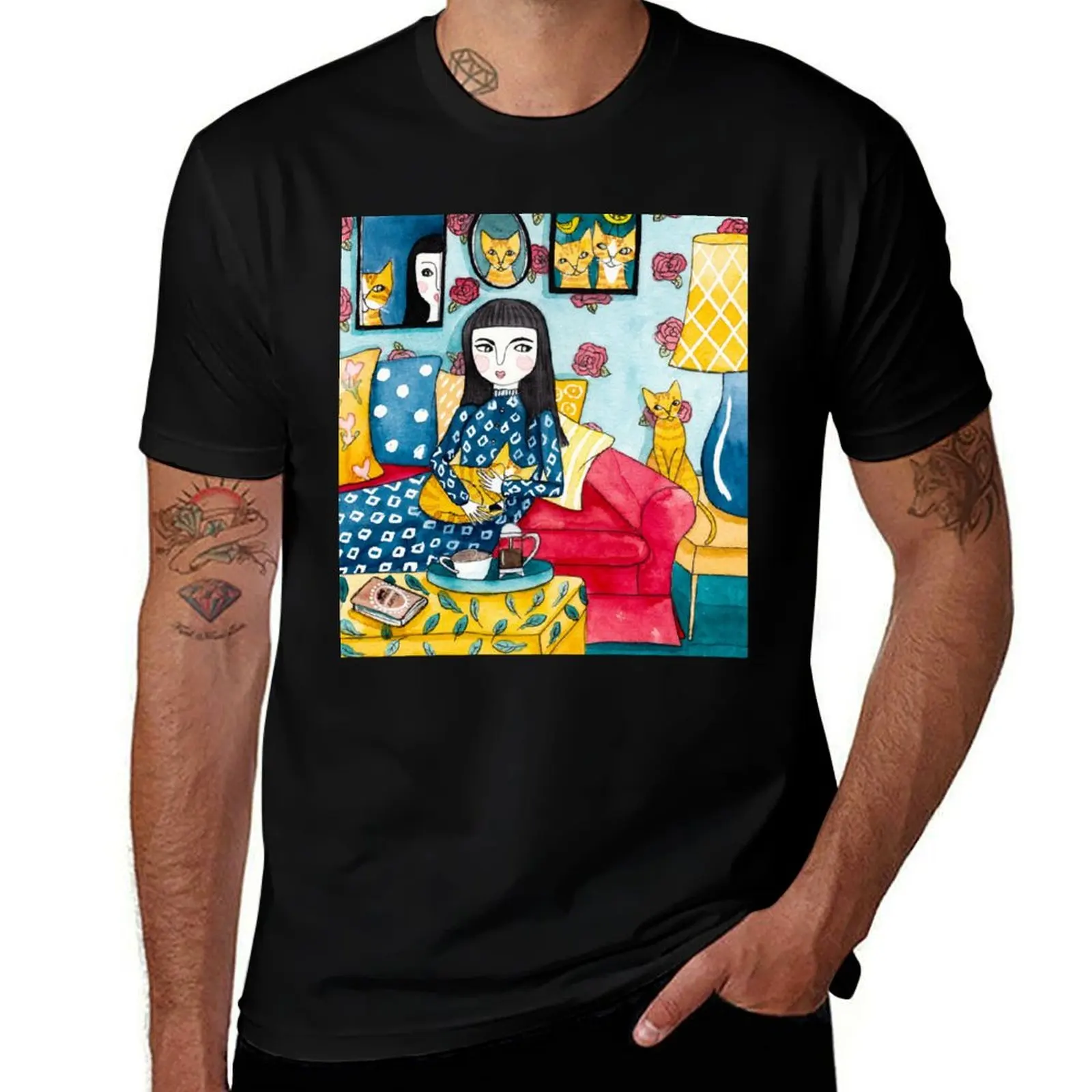 A Girl and Her Ginger Cats T-Shirt Halloween Casual T-Shirt