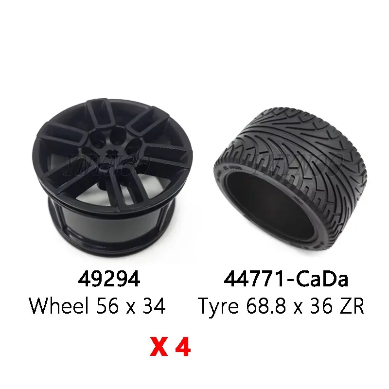 4Pcs/lot Technical 49294 Wheel 56mm D. x 34mm Racing Medium 6 Pin Holes for 44771 23798 92912 54120 56907 Tyres MOC Bricks Set