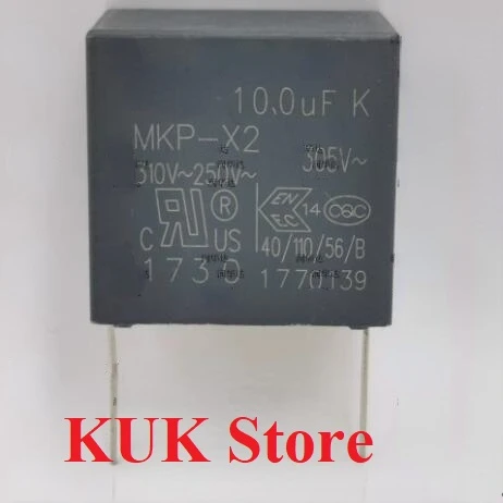 

Реально оригинальный 100% новый 10UF K MKP-X2 310V ~ 250V , 305V ~, свинцовый шаг = 37mm