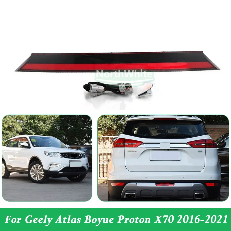 Modified LED Through Taillight Assembly For Geely Atlas Boyue Proton X70 2016-2021 Warning Lamp Assembly Daylight Stop Light