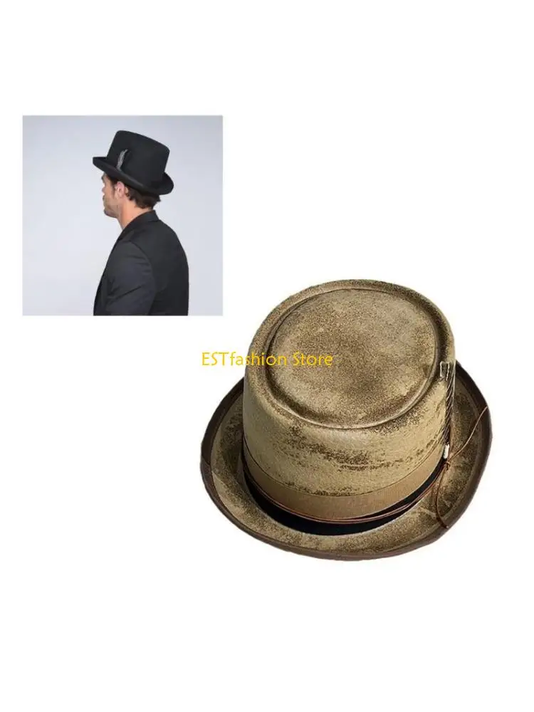 

Y5GC Шляпа-трилби в британском стиле, потертая шляпа-федора для джентльменов, походов, путешествий