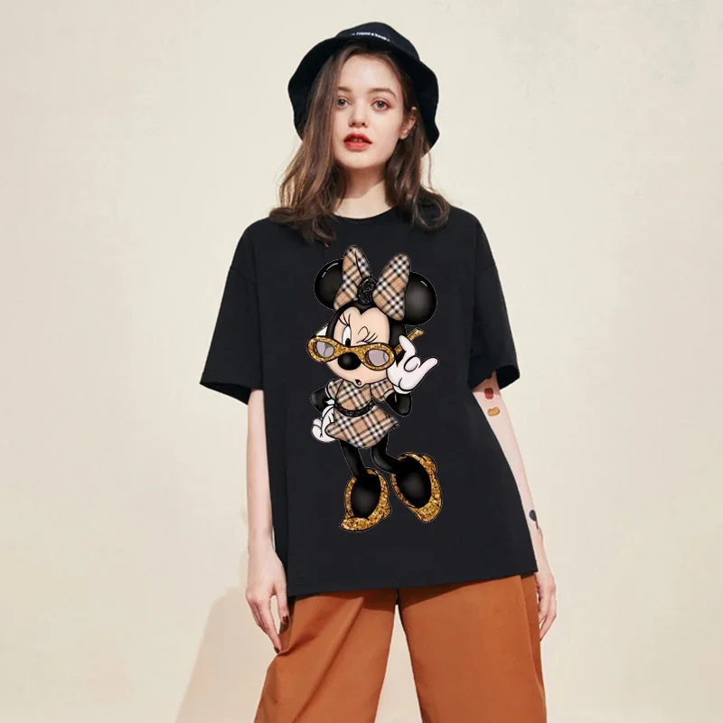 女性のためのヴィンテージ漫画ミッキーとミニーのTシャツ,特大のTシャツ,カワイイトップ,90年代のファッション,オルチャン,y2k