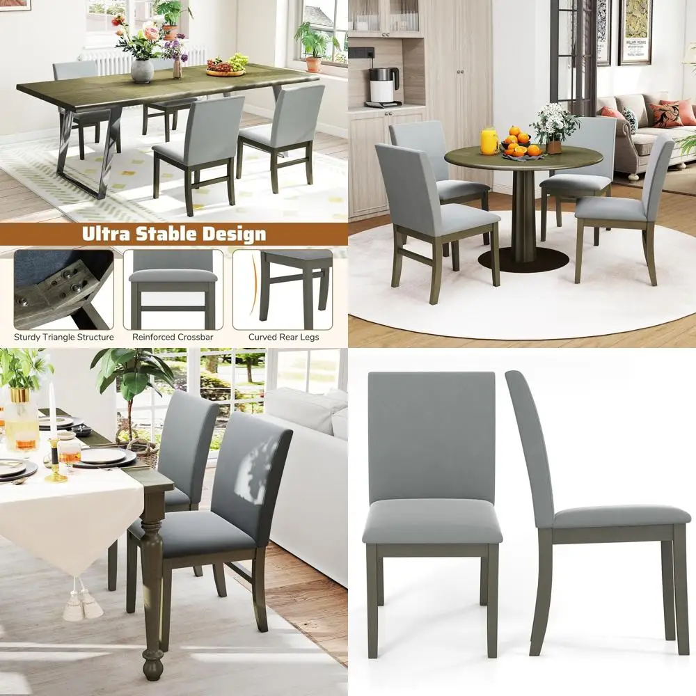 

Upholstered Dining Chairs Set o 2, Kitchen Chair w/Padded Seat & High Back, Rubber Wood Legs, armhouse Comy Accent Chair, ArmlSi