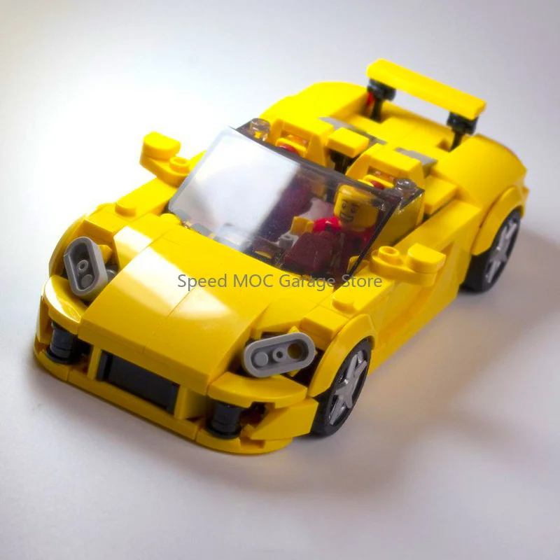 MOC Bright Yellow Modern European Supercar Building Blocks - High-Performance Sports Car Model Kit, Racing Legends Series