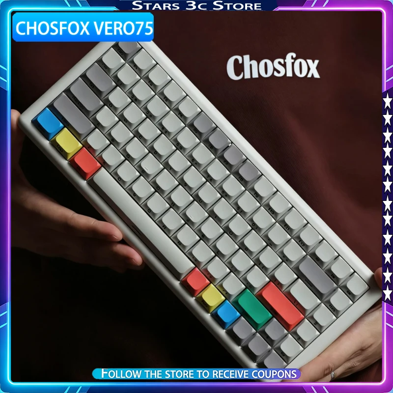CHOSFOX Vero75 Low Axis Mechanical Keyboard Wireless Tri Mode Support QMK/VIA Hot Swappable RGB Long Endurance Office Keyboard