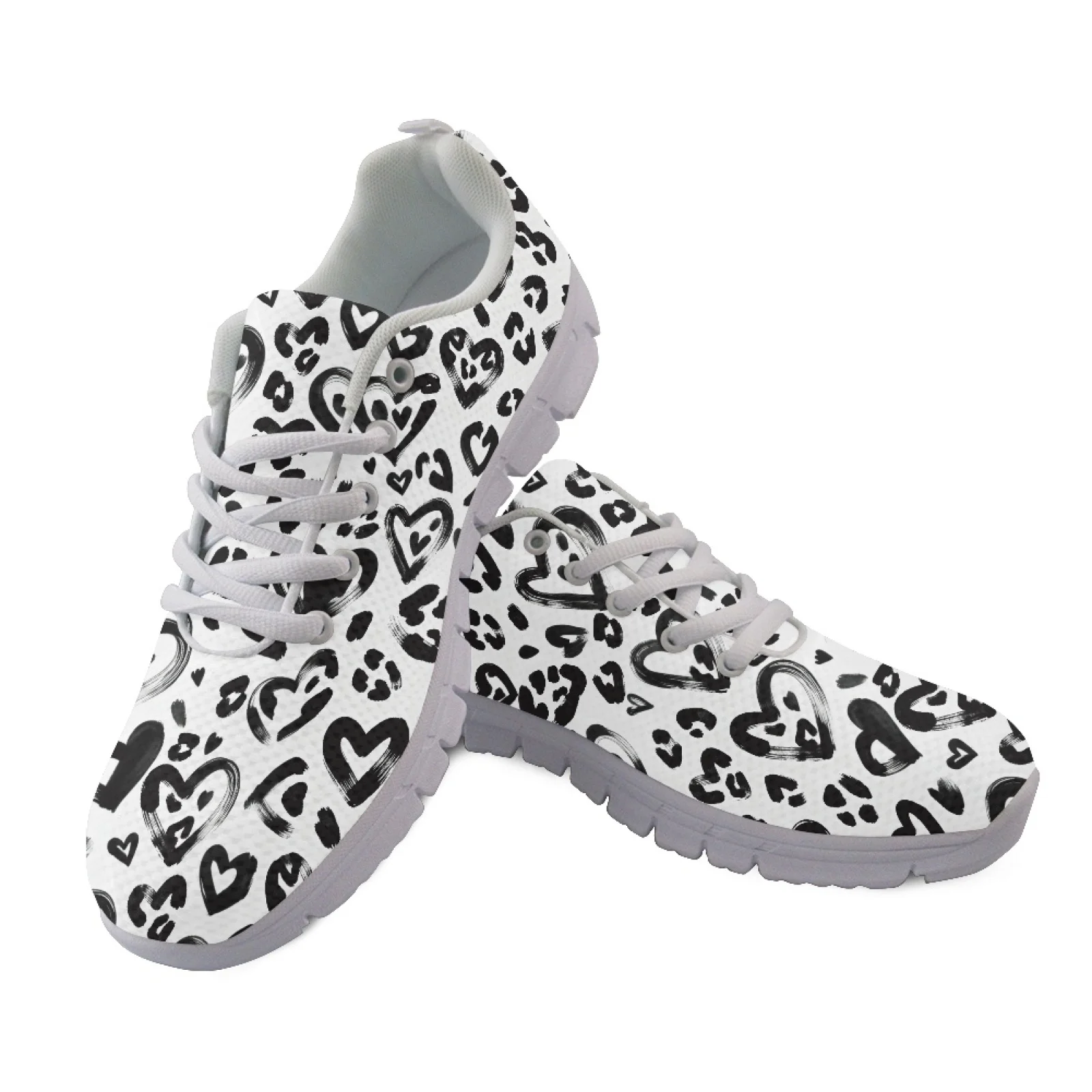 Coloranimal Brushstroke Heart Lace-up Fitness Shoes Women's Tennis Shoes Walking Sneakers for Womens Ladies