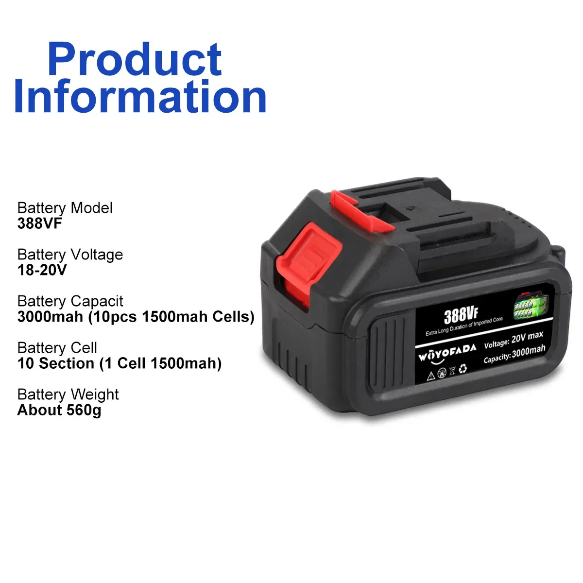 18V Rechargeable Lithium Ion Battery High Capacity For Makita Cordless Electric Power Tool Lithium Ion Battery