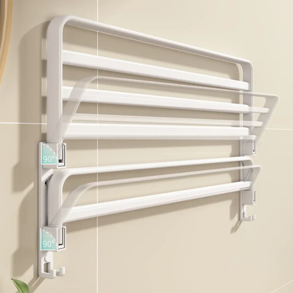 Space Aluminum White Color Towel Rack Bathroom Double Corner Shelves Towel Bars Paper Box Toilet Brush Holders Bathroom Hardware