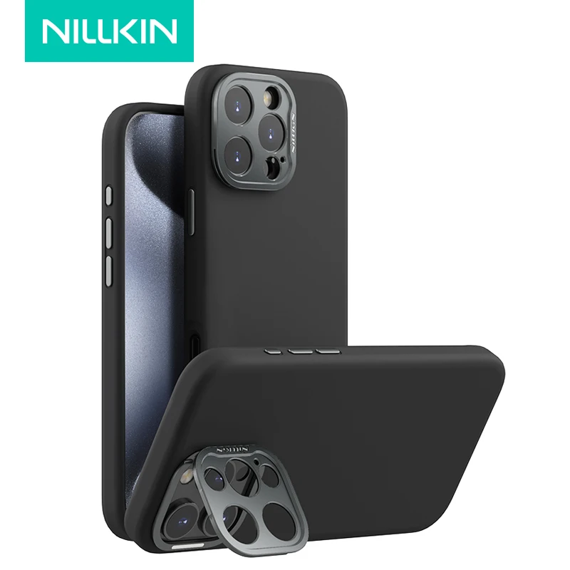 For iPhone 16 Pro Max,16 Pro Case Nillkin Lenswing ProP Magnetic Liquid Silicone Camera Lens Stand Anti-fingerprint Cover