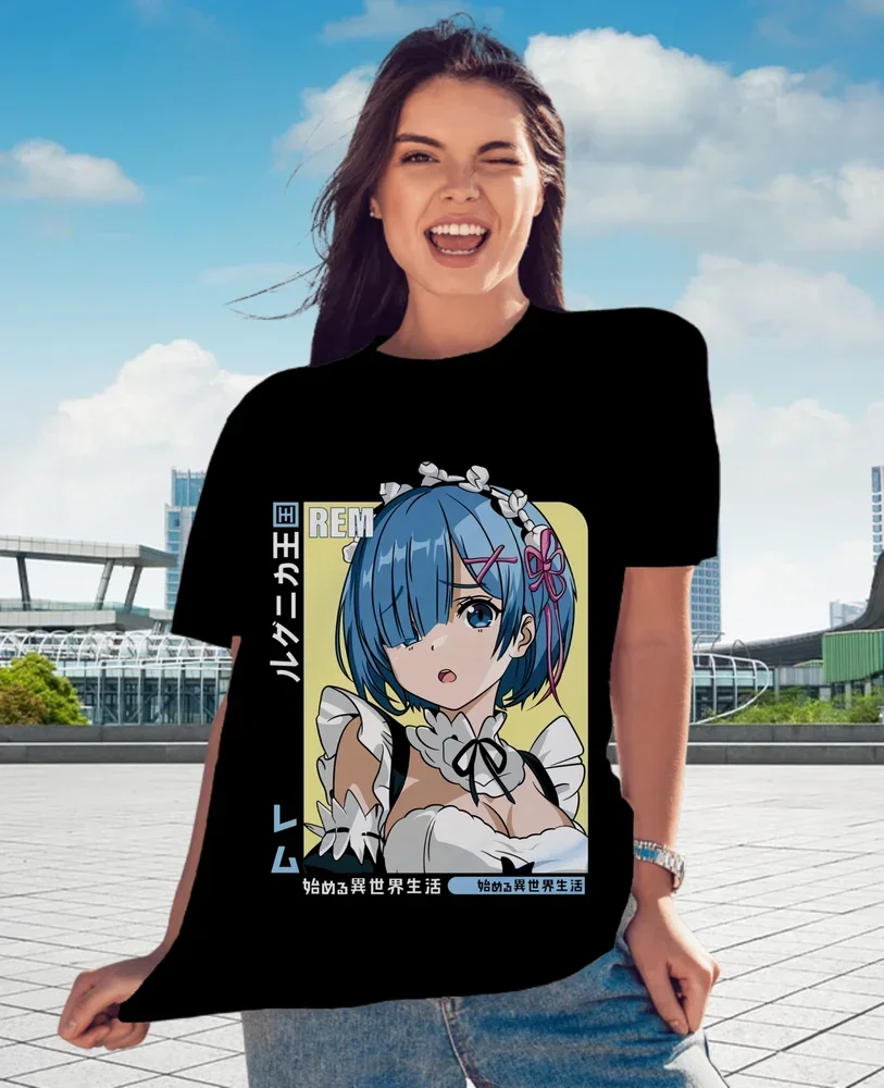 Rem Re Zero T-Shirt,Cute Re Zero Ram, Japanese,Manga Graphic Tee