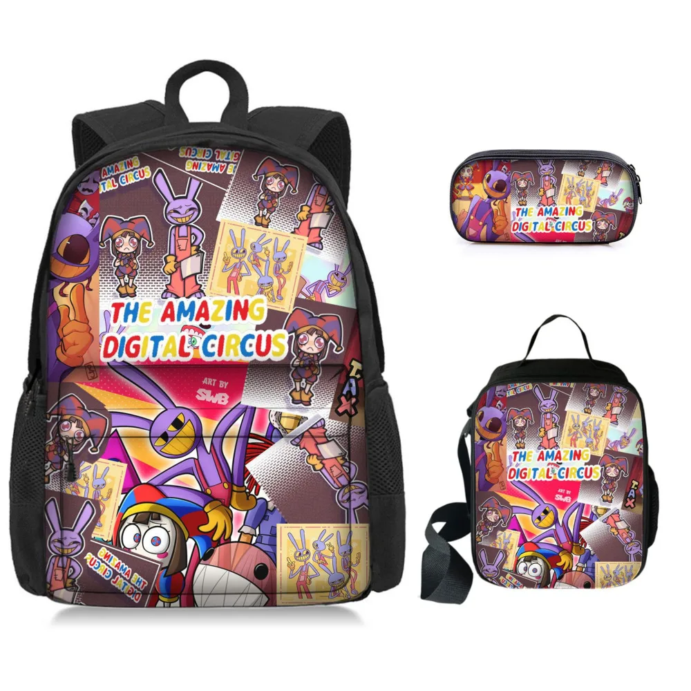놀라운 디지털 서커스 배낭 어린이 놀라운 디지털 서커스 학교 가방 Mochila 연필 케이스 세트 Pencilbag Bookbag 선물