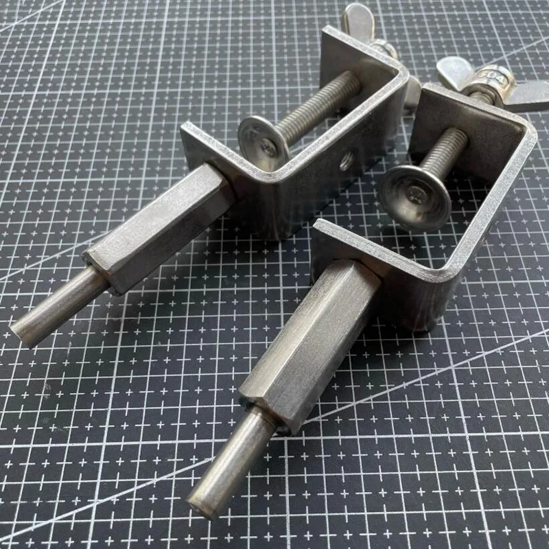 2PCS Stainless Steel Desktop Shoemaking Stand Small Clip-on Design for Insole Sewing Gluing Welt Stitching