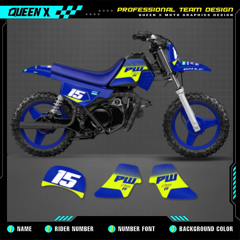 

Queen X MOTOR Motorcycle Graphics Background Decal Stickers Kits For YAMAHA PW50 Number Name Custom