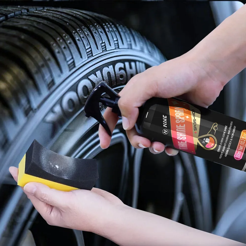 Car Tire Shine Coating Tyre Gloss Plastic Rubber Wheel Restorer Agent Spray Polishing Brightener Auto Car Detailing