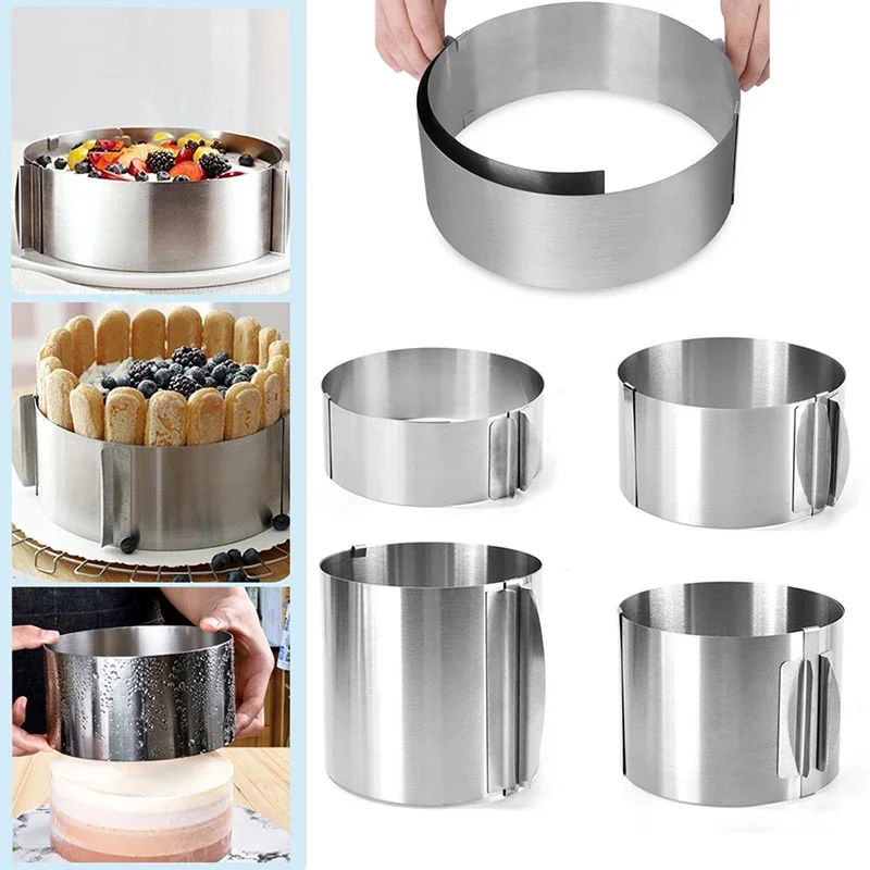 430 Stainless Steel 6-30cm Telescopic Mousse Ring Rustproof With Scale 6cm 8.5cm 12cm 15cm Heightened Baking Cake Ring