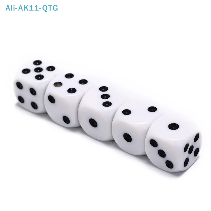NUEVO Juego de 5 dados hexagonales acrílicos blancos de 16 mm con esquinas redondeadas para fiestas y clubes