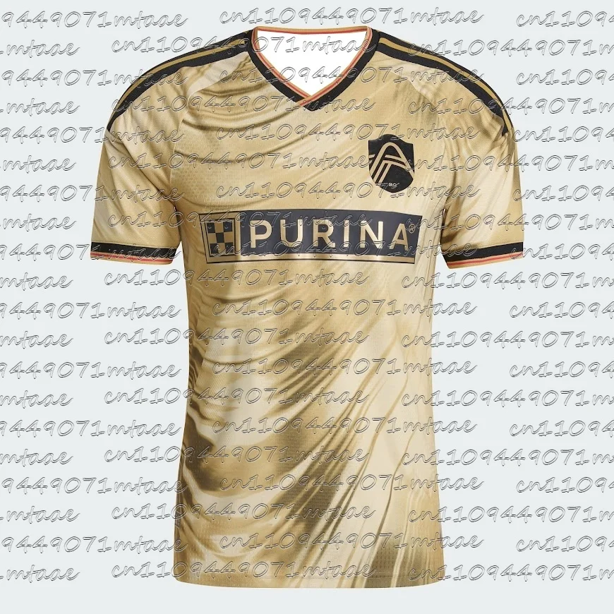 Nueva Camiseta de Fútbol de Visitante del St. Louis City SC 2025/26, Camiseta de Fútbol Masculina de la MLS, Versión para Fanáticos, Diseño de Ondas Doradas, Negras y Rojas