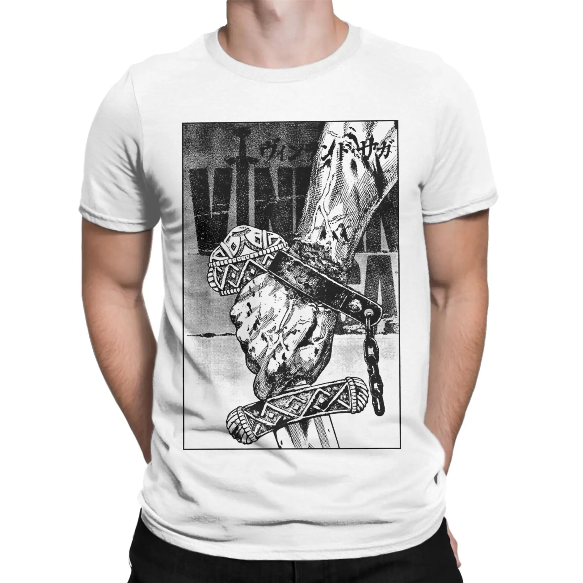 تي شيرت Vinland Saga Anime للرجال من القطن الخالص تي شيرت ممتع برقبة دائرية تي شيرت بأكمام قصيرة ملابس للبالغين