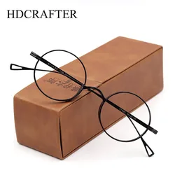 HDCRAFTER Eyewear Retro Round Pure Titanium Eyeglasses Optical Prescription Glasses Frame For Men Women Myopia Reading Glasses