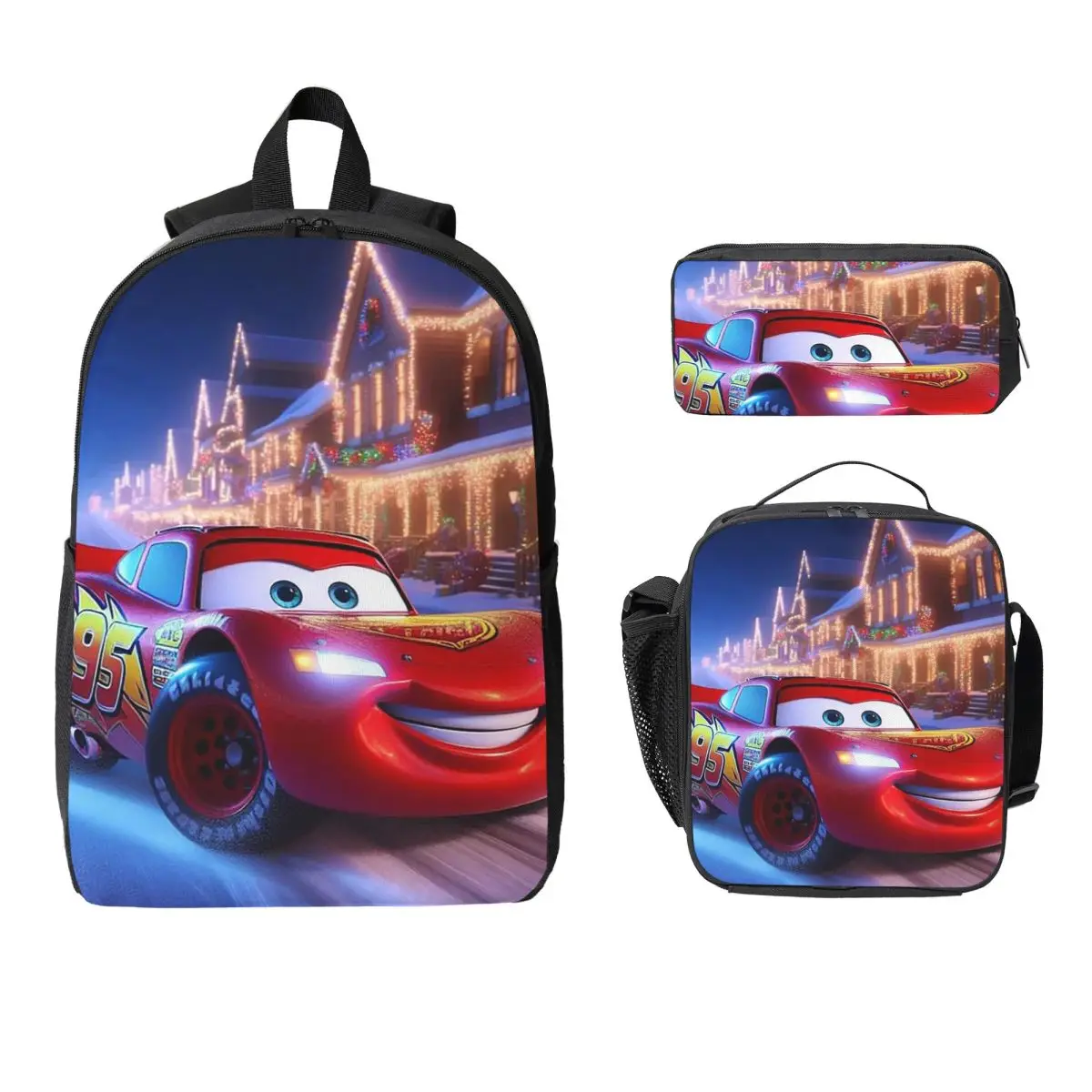 

Cars 3 Backpack Student Boys Girls BookBag School Bag Laptop Shoulder Bags 3ps Insulated Lunch Bag Pencil Case
