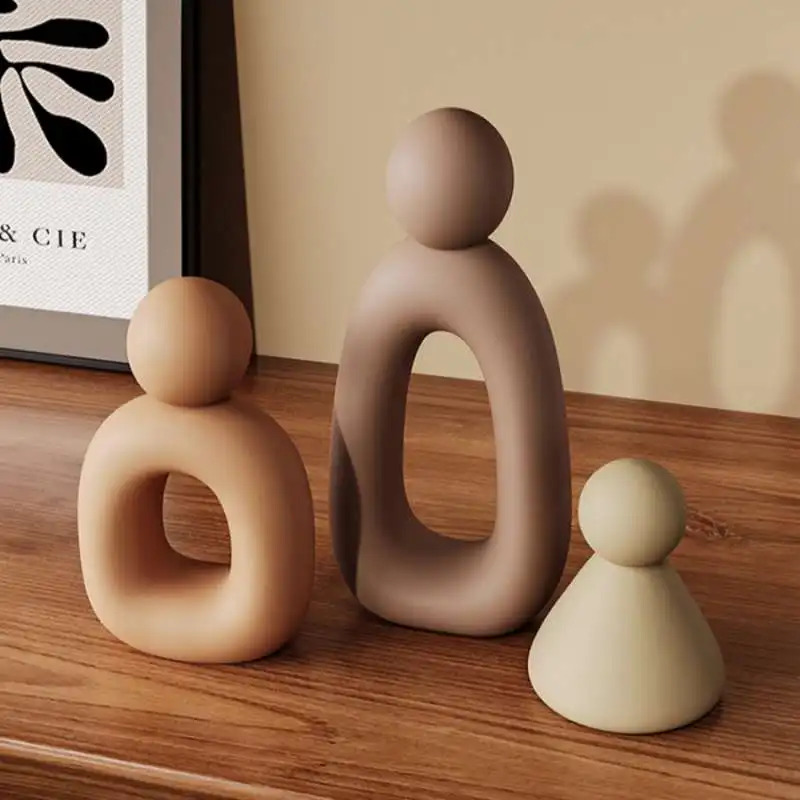 Simple Family Statue Modern Style Home Decor Hollow Sculpture Nordic Living Room Ornaments Bedroom Decoration Figurines Gift