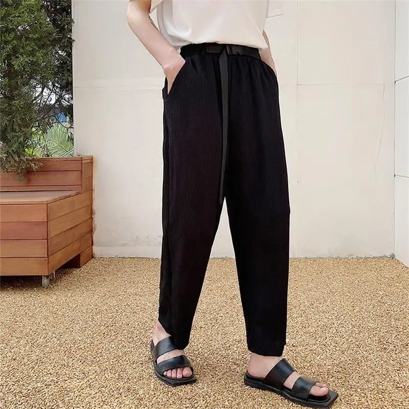 Men Straight Leg Spring And Autumn New Japanese Korean Version Of Simple Fashion Youth Leisure 100 Big Size Nine Minute Pants