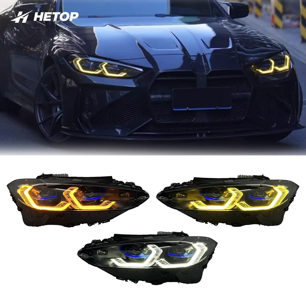 

HETOP G22 Headlight 2021-2025 Triple color 4 Series M3 M4 G82 G80 Yellow White Amber Drls Switching Head Lights for BMW