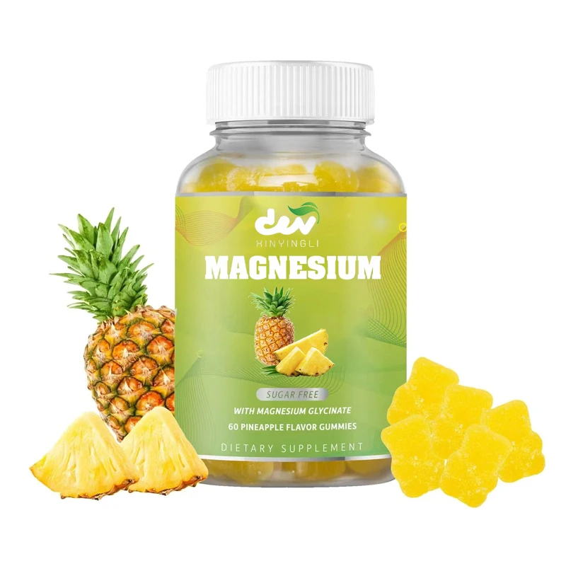 

Magnesium gummies 200mg - Magnesium glycinate supplement - Delicious and rich pineapple flavor, 60 gummies