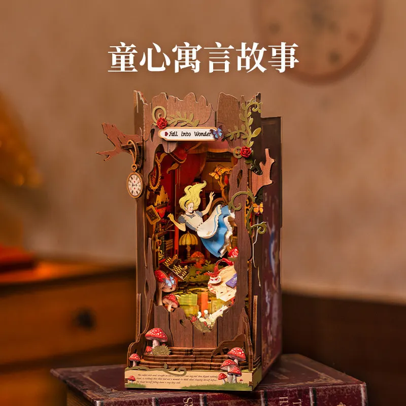

Alice'S Falling Wonderland Book Stand Diy House Assembly Handmade Building Blocks Puzzle Birthday Gift