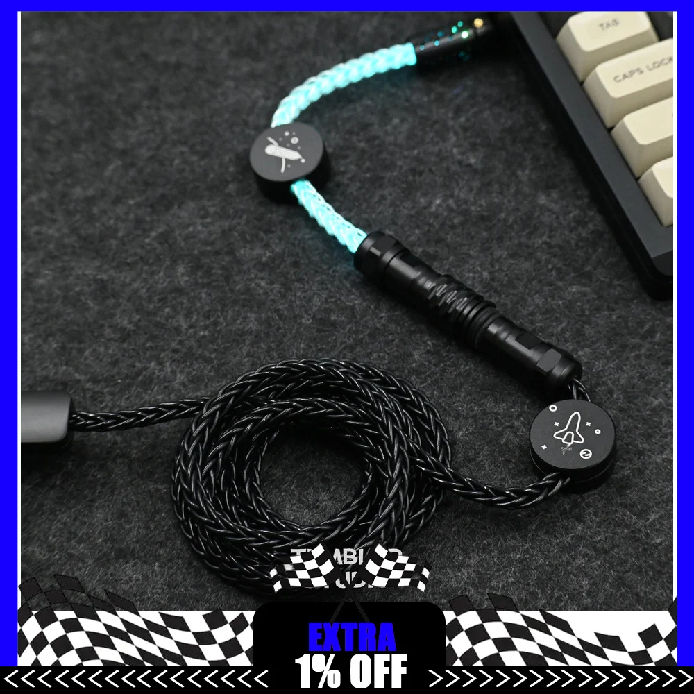 Tumbler Studio Space Theme 8K Single Crystal Copper Custom Mechanical Keyboard Aviator Cable Coiled Gaming Cord Magnetic Switch