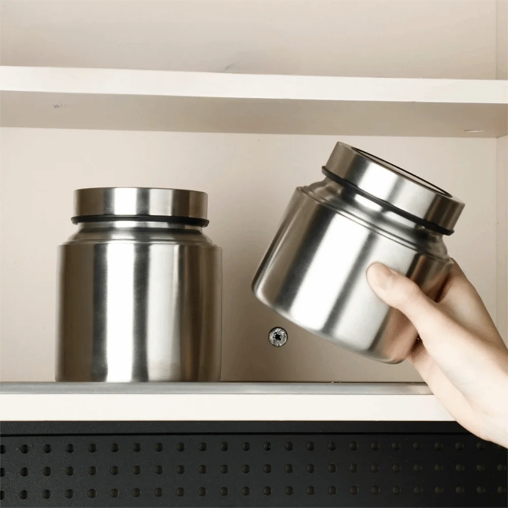 Moisture-Proof Stainless Steel Tea Canister Seal Lid Airtight Tea Storage Jar Shatter-resistant Tea Container Sugar