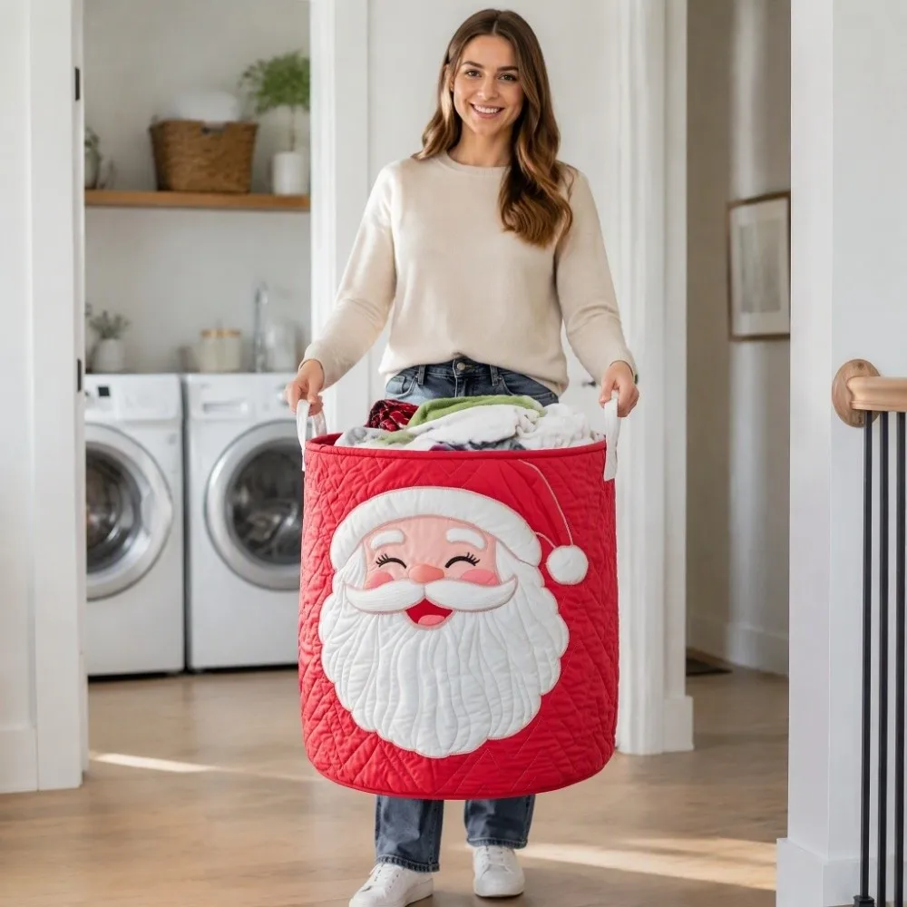 Cute Rectangular Laundry Basket Storage Fabric Laundry Bin Snowmen Design Storage Basket Dorm 4