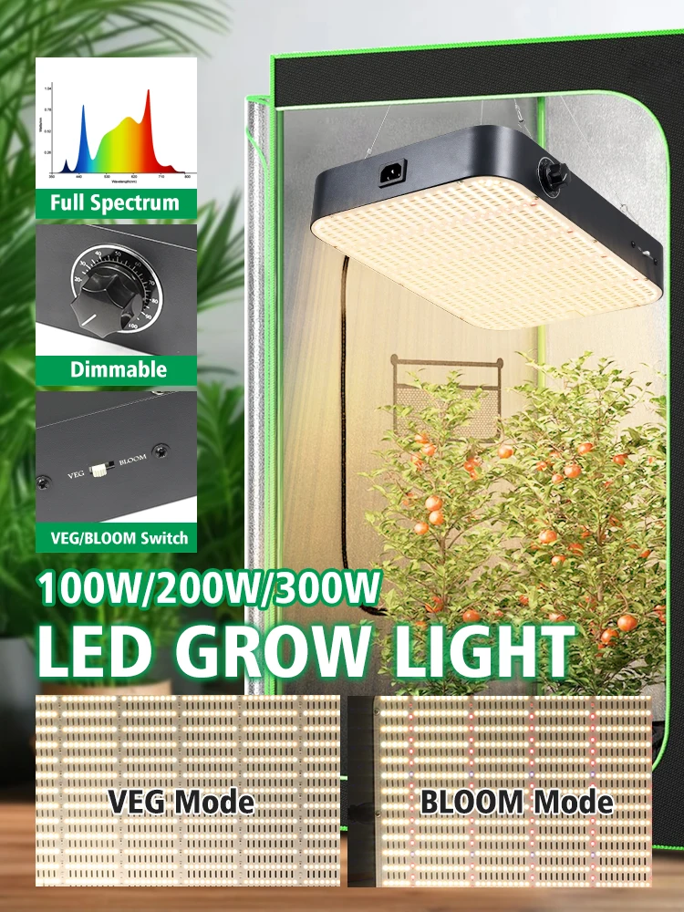 Volledige Spectrum LED Kweeklamp 100W 300W SMD2835 3000K IR730nm UV395nm Hoge Helderheid LED Chip Lamp Voor Groei en Bloei - afbeelding 2