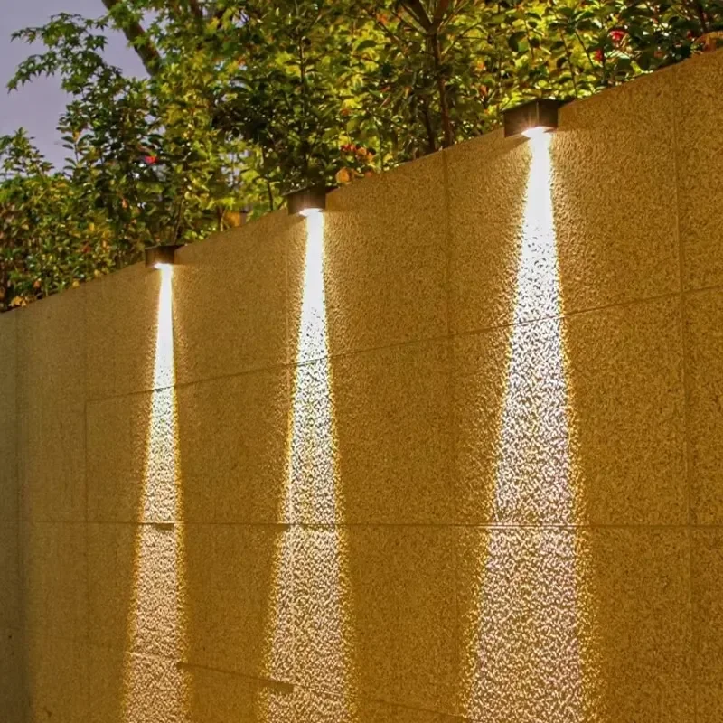 LED solar IP65 waterproof light sensor aluminum alloy long cylindrical/square polycarbonate wall grid light outdoor use