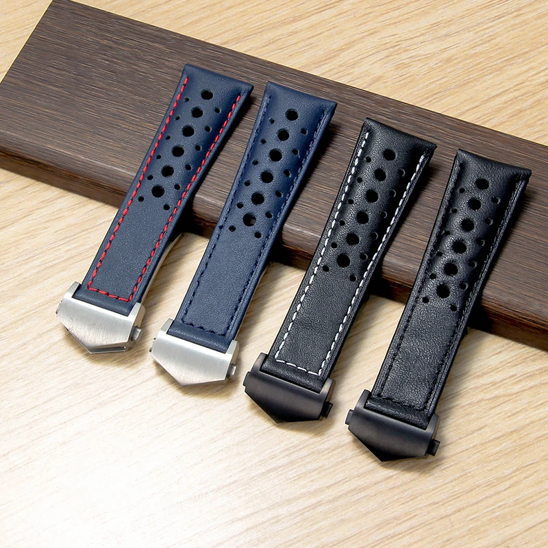 For Tag Heuer Carrera Heritage Monaco Series Leisure Gentleman's Soft Exquisite Breathable Sweatproof Cowhide Watch Strap 22mm