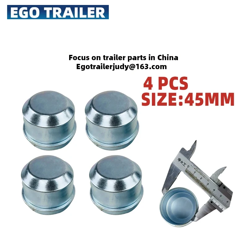 EgoTrailer  4pcs Replacement 45mm Metal Dust Cap Wheel Hub Trailer Bearing Dust Grease Cover