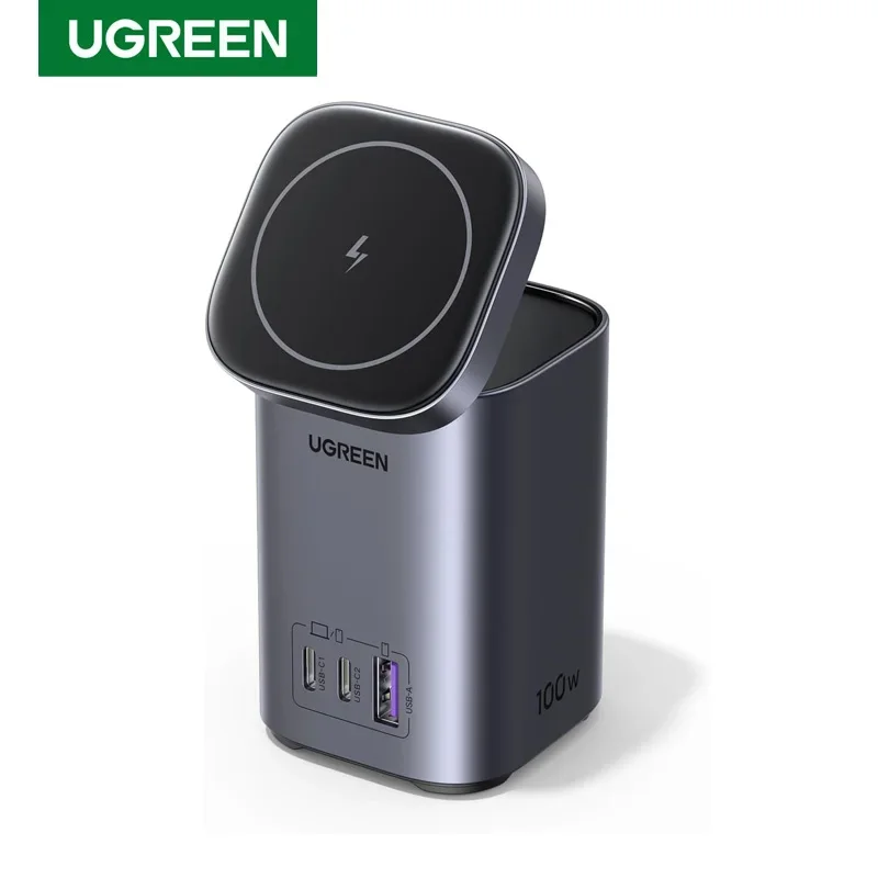 UGREEN GaN 100W Wireless Charger Stand Magnetic Wireless Charger 4 in 1 USB C Charger Fast Charging Power Station